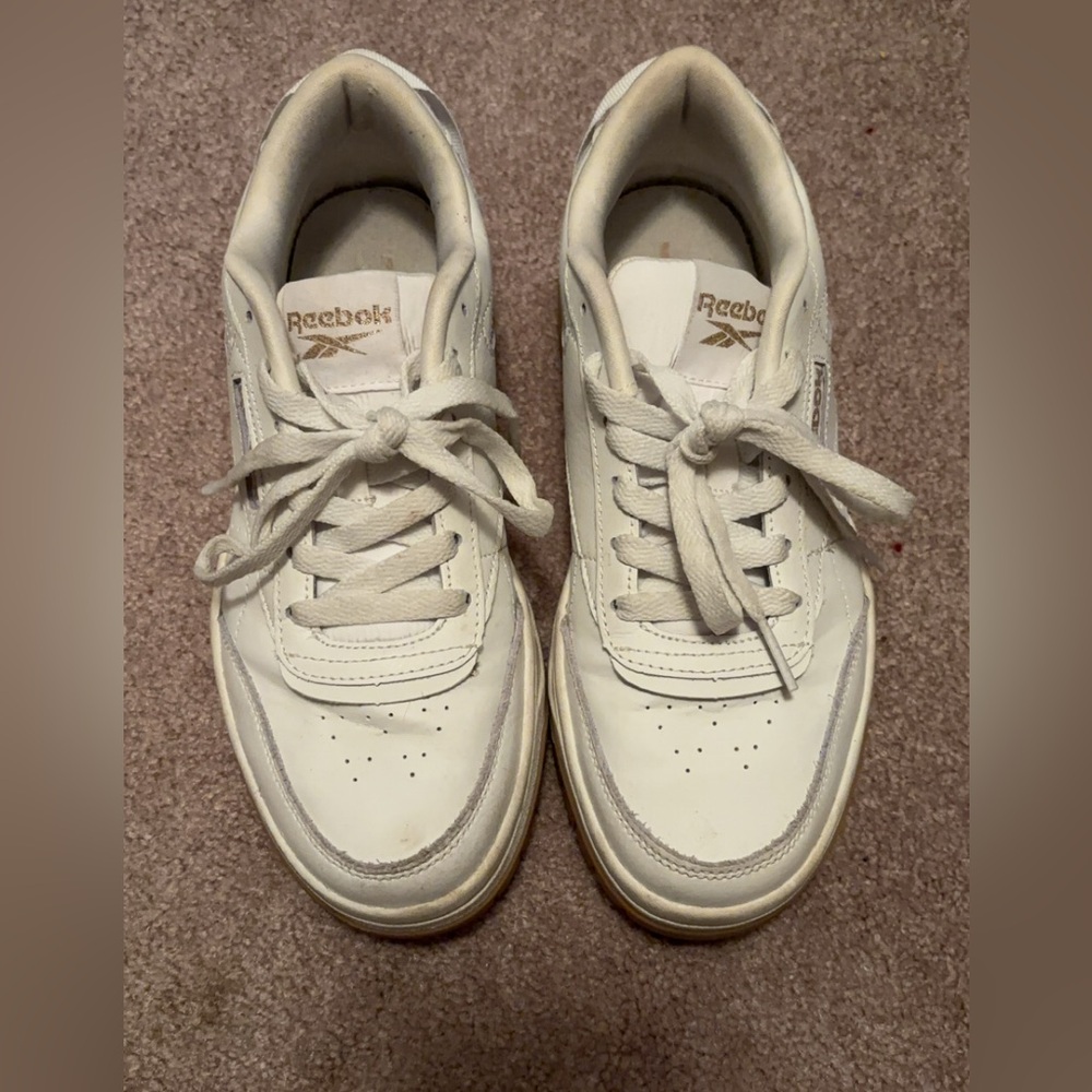 White and Gold Reebok Sneakers
